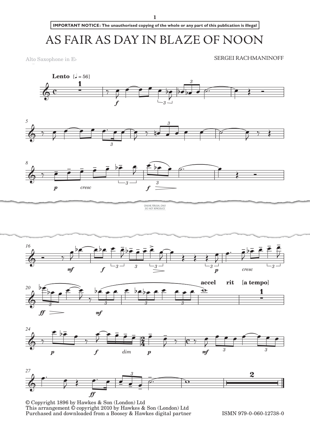 Produktgalerie: Seite 1 von 1 As fair as day in blaze of noon, Sergei Rachmaninoff, Klavier, Saxophon