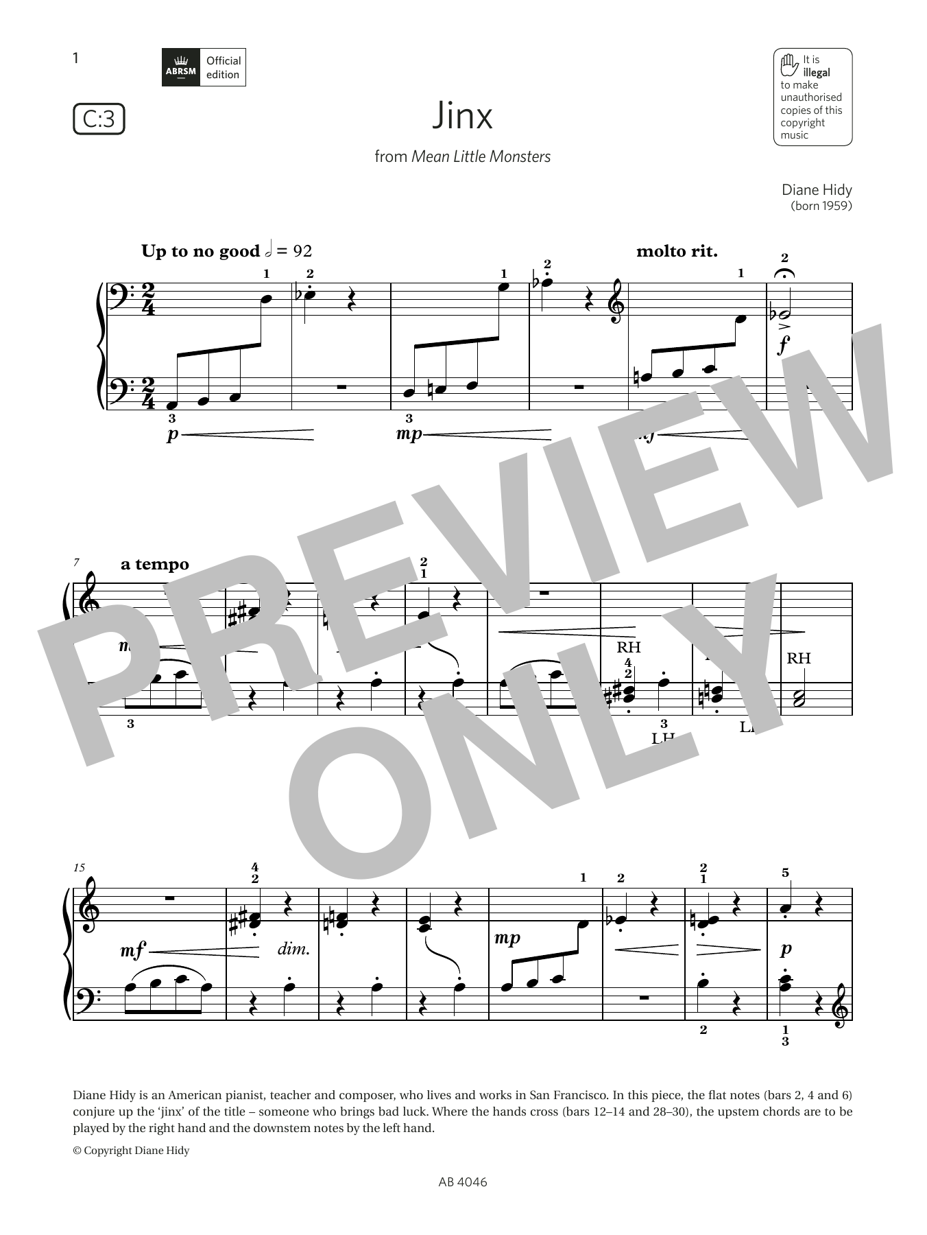 Product picture to: Jinx (Grade Initial, list C3, from the ABRSM Piano Syllabus 2023 & 2024)