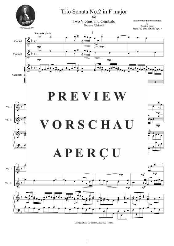 Produktgalerie: Seite 2 von 11 Trio Sonata No.2 in F-Dur Op.1, , 2 Viokinen und Cembalo