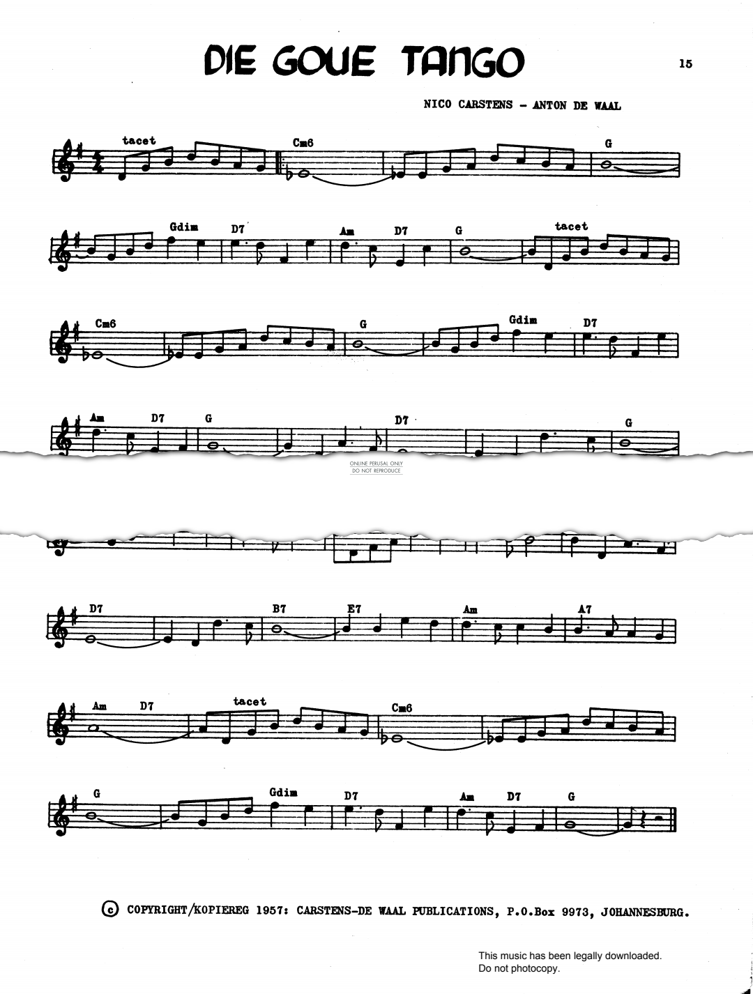 Product gallery: Page 1 of 1 Die Goue Tango, Nico Carstens