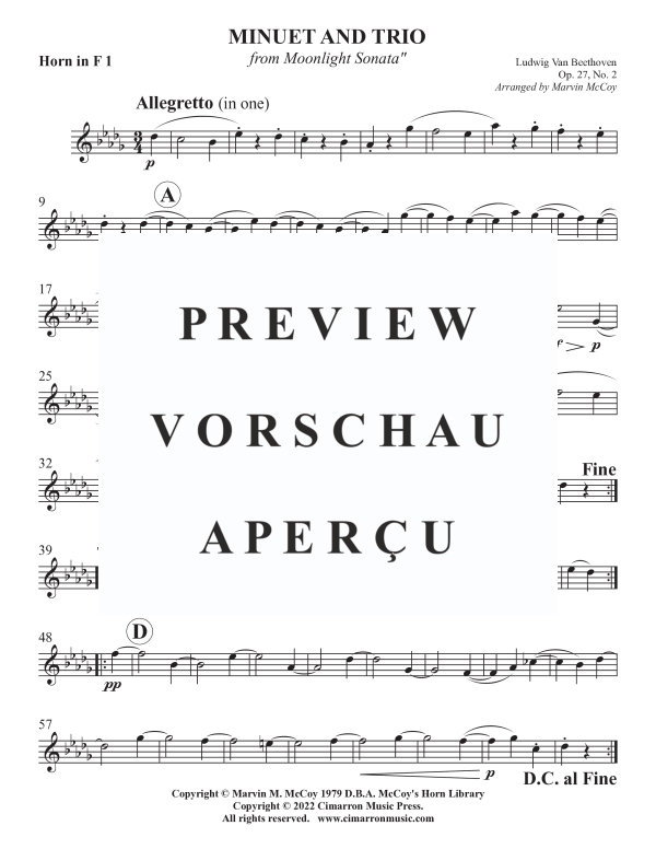 Product gallery: Page 6 of 9 Minuet and Trio from Moonlight Sonata, Op. 27 No. 2, , Horn Quartet