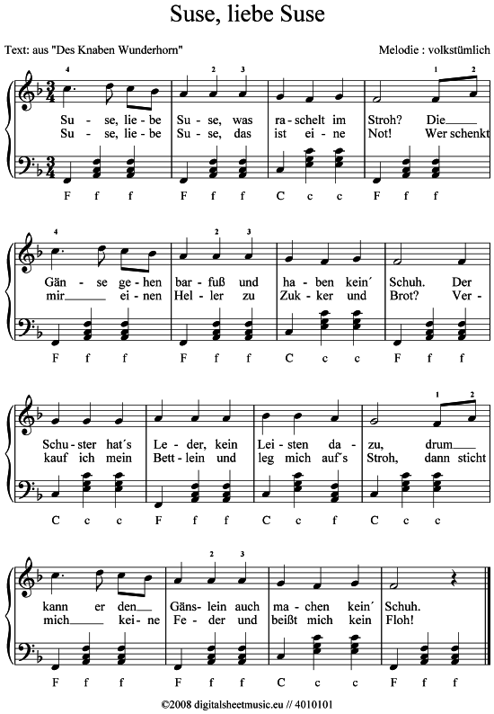 Product picture to: Suse, liebe Suse Kinderlied