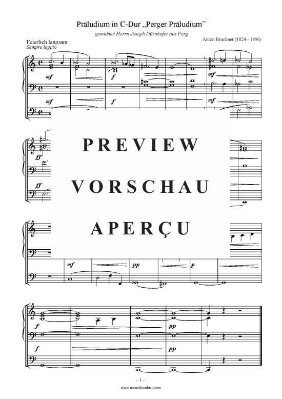 Product picture to: Perger Präludium C-Dur Antonin Bruckner
