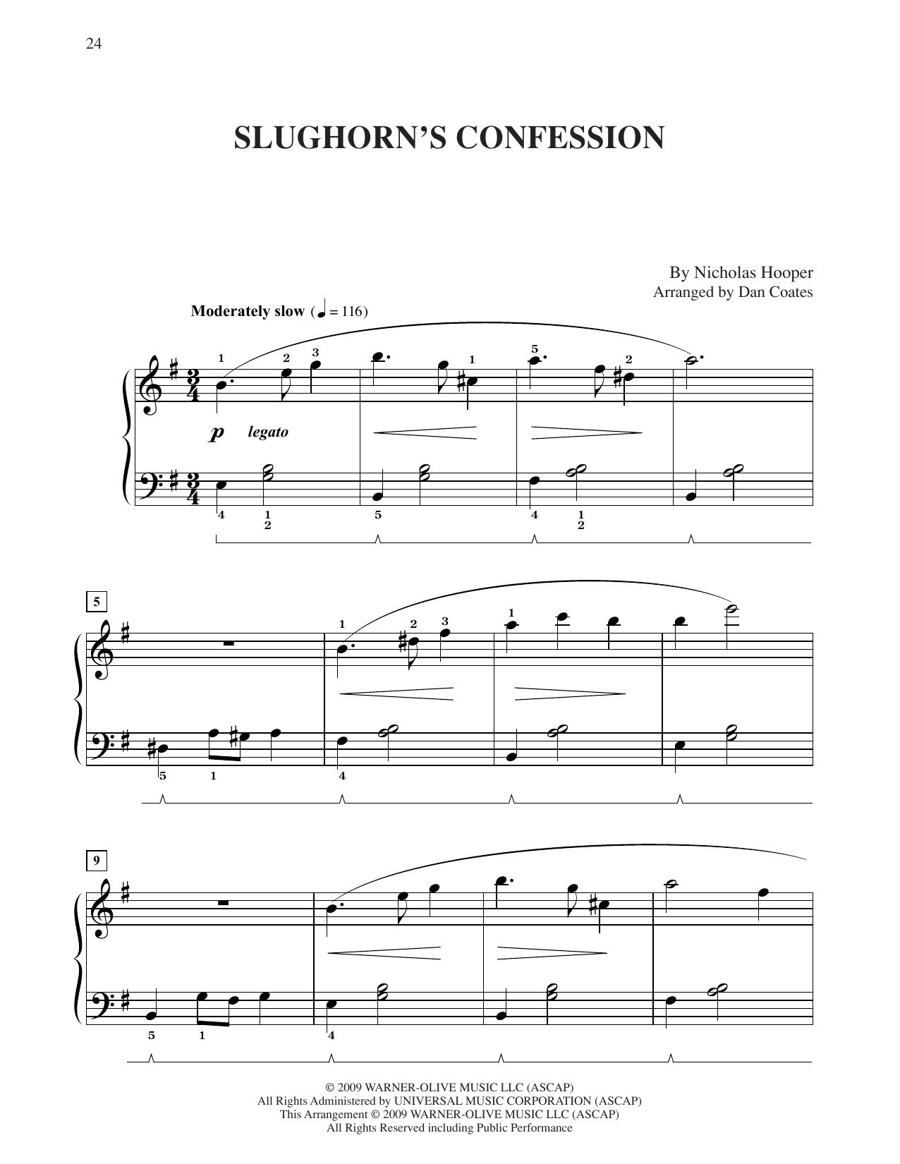 Product picture to: Slughorn's Confession (from Harry Potter) (arr. Dan Coates)