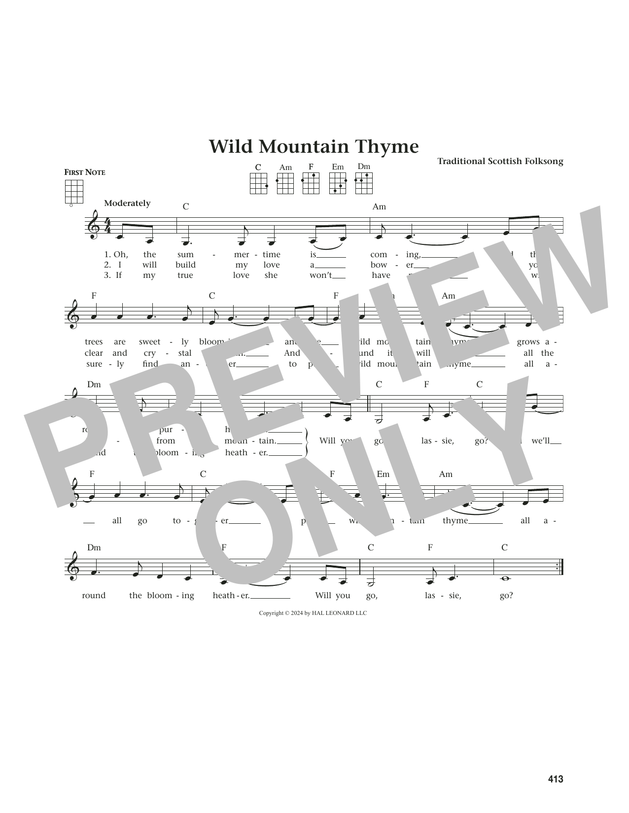 Product gallery: Page 1 of 1 Wild Mountain Thyme (from The Daily Ukulele) (arr. Jim Beloff), Traditional Scottish Folksong
