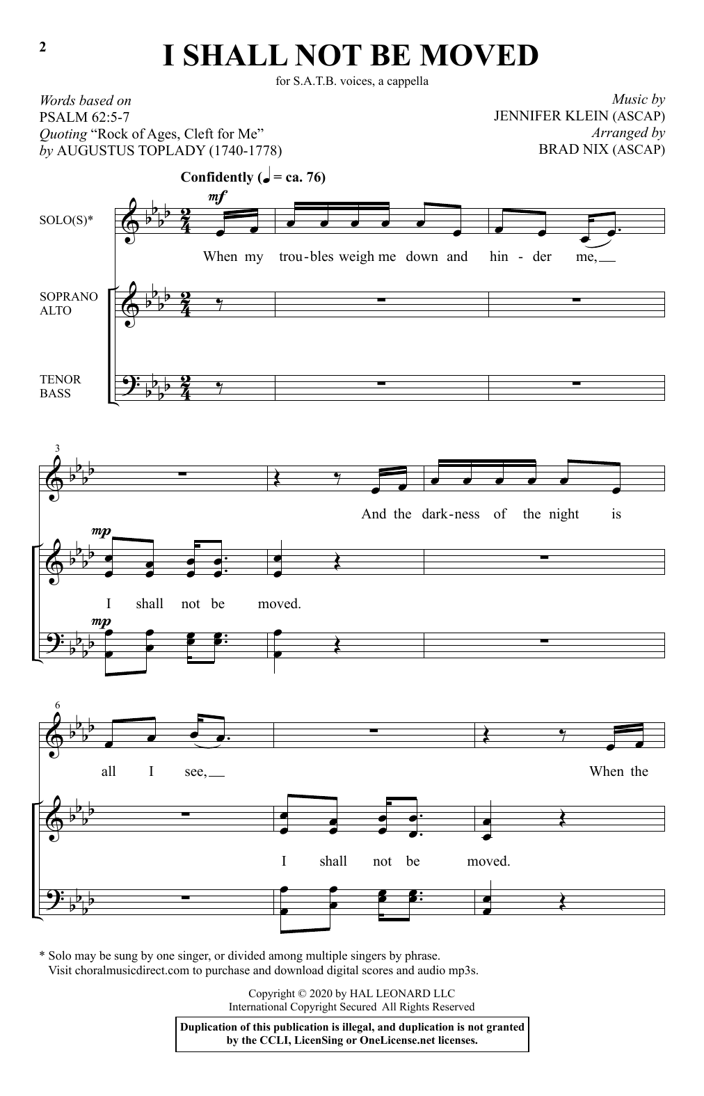 Produktbild zu: I Shall Not Be Moved (arr. Brad Nix)