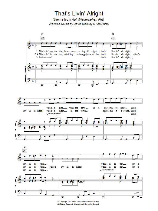 Produktbild zu: That's Livin' Alright (theme from Auf Wiedersehen Pet)