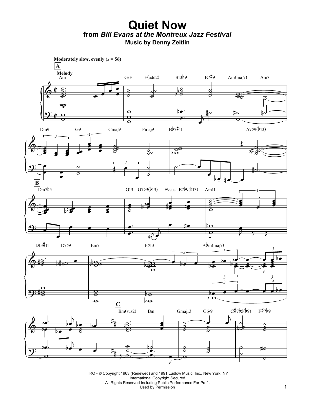Product gallery: Page 1 of 1 Quiet Now, Bill Evans