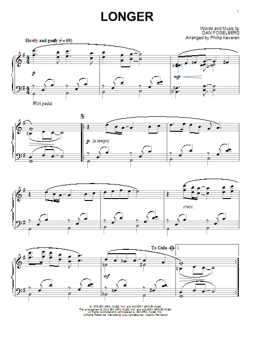 Product gallery: Page 1 of 1 Longer (arr. Phillip Keveren), Dan Fogelberg