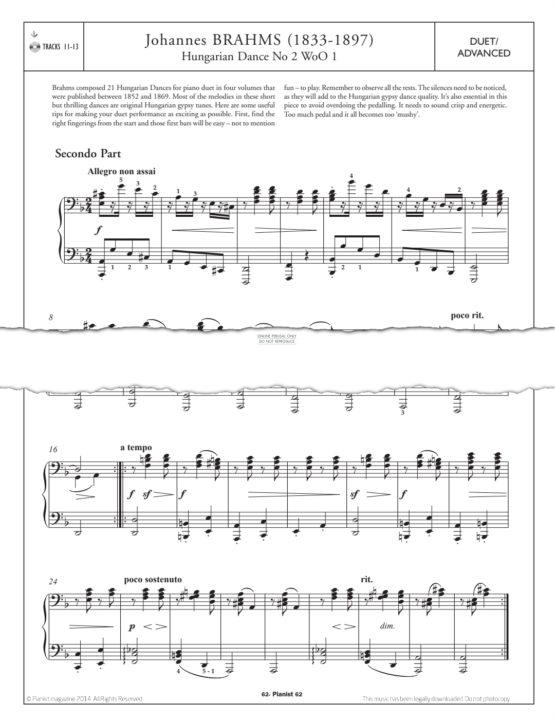 Product gallery: Page 1 of 1 Hungarian Dance No.2 WoO 1, Johannes Brahms