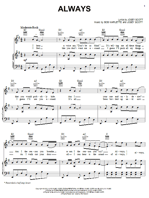 Produktgalerie: Seite 1 von 1 Always, Saliva, Gesang, Gitarre, Klavier