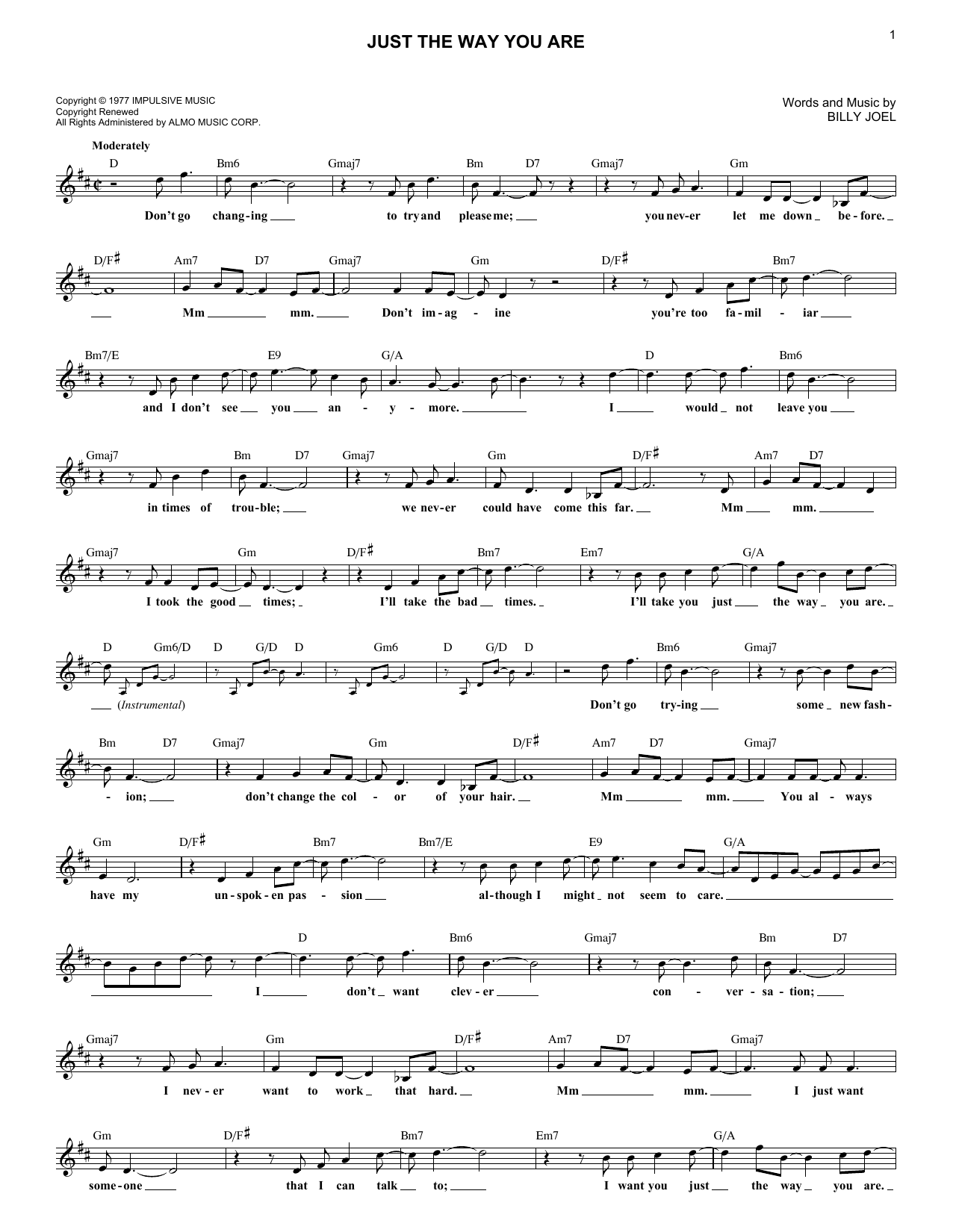 Produktgalerie: Seite 1 von 1 Just The Way You Are, Billy Joel, Melodieinstrument