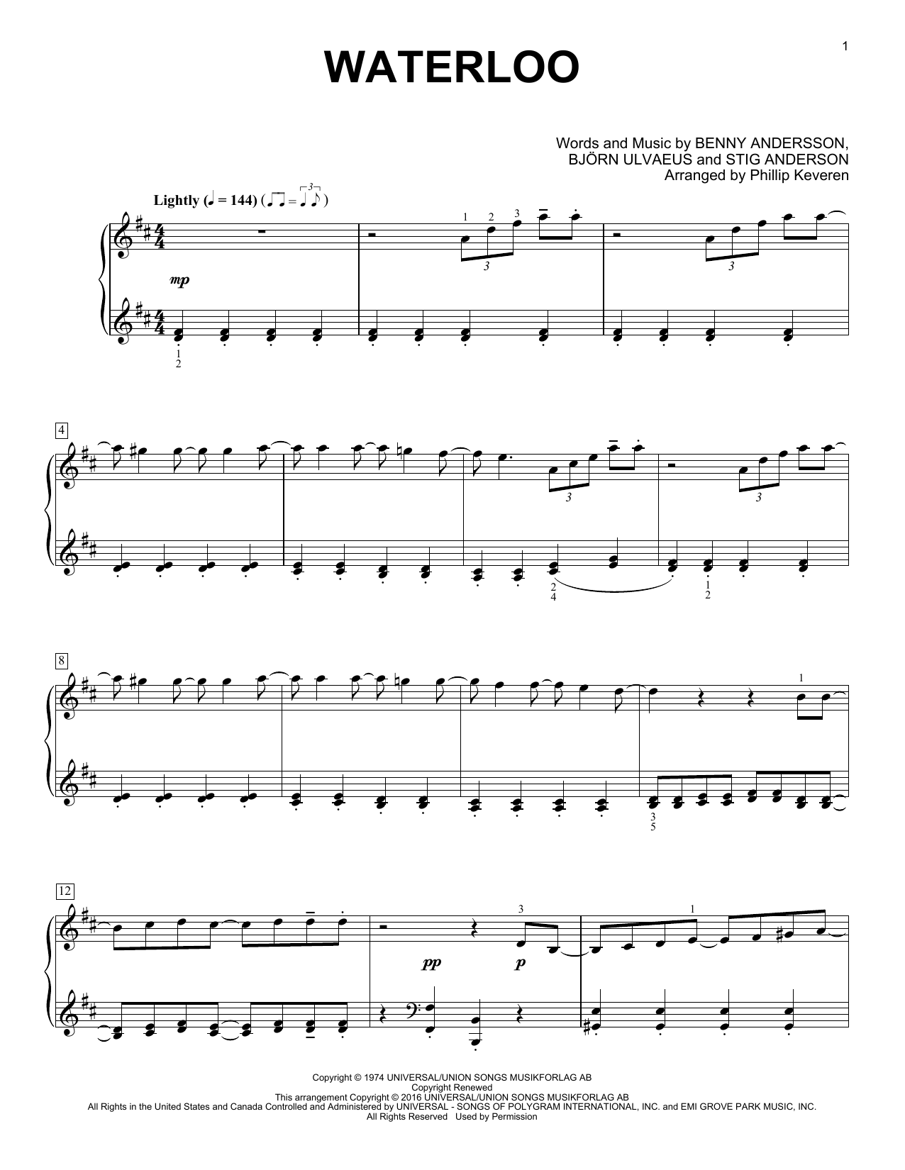 Product picture to: Waterloo (arr. Phillip Keveren)
