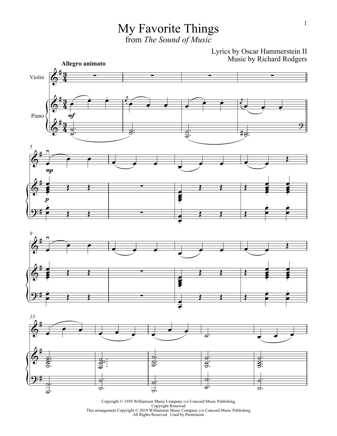 Product gallery: Page 1 of 1 My Favorite Things (from The Sound of Music), Rodgers & Hammerstein