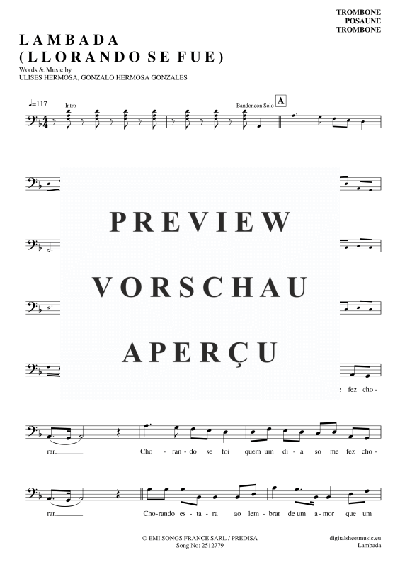 Product gallery: Page 2 of 4 Llorando Se Fue, Kaoma, (Posaune / Bariton)