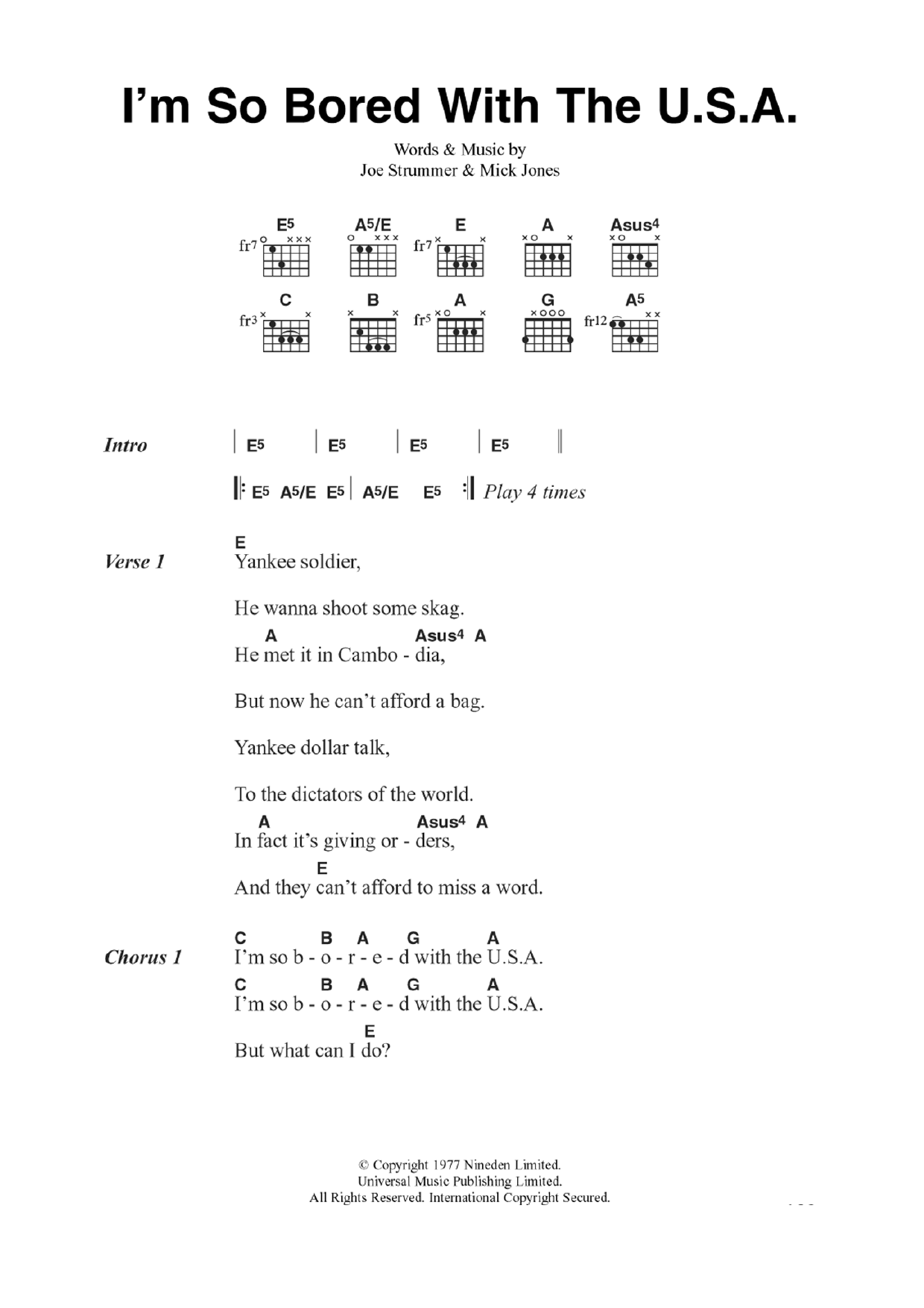Produktgalerie: Seite 1 von 1 I'm So Bored With The U.S.A., The Clash, Gitarre