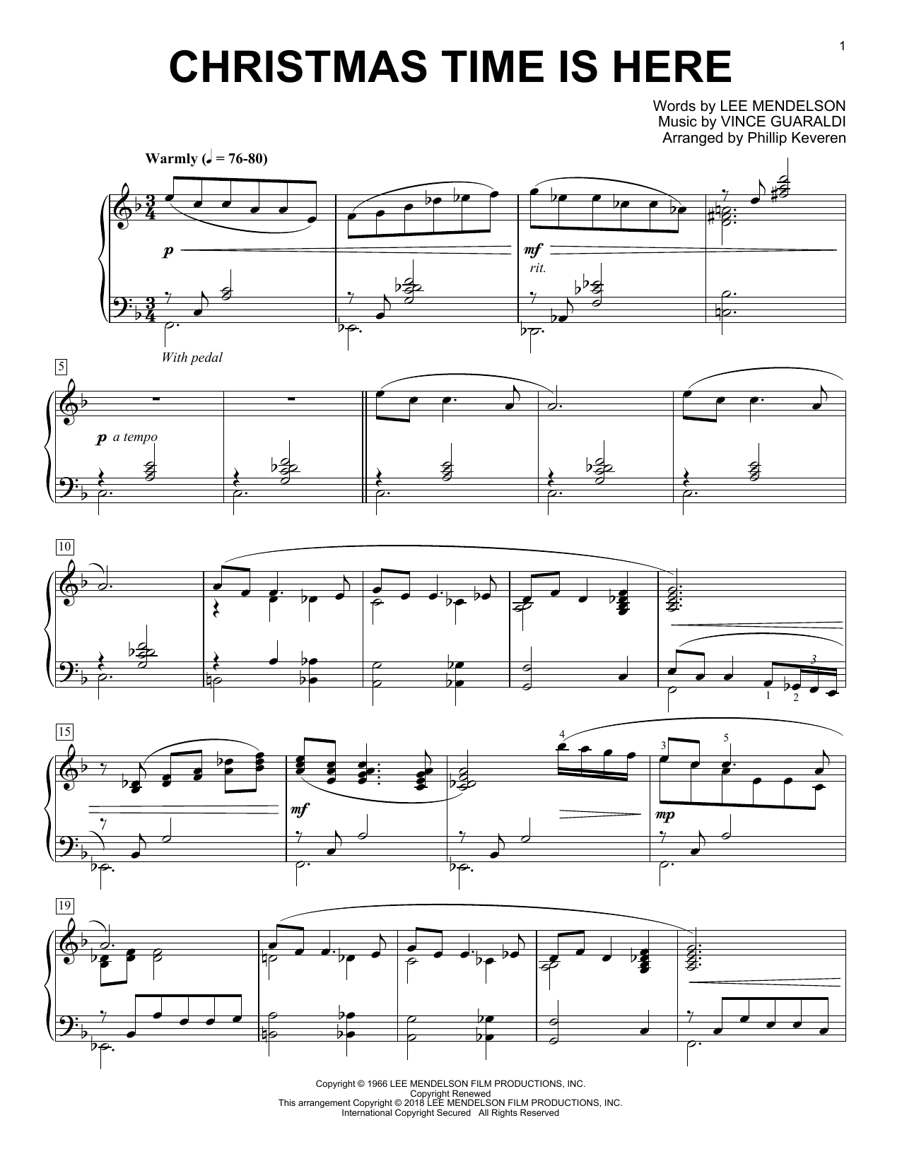 Product picture to: Christmas Time Is Here (arr. Phillip Keveren)