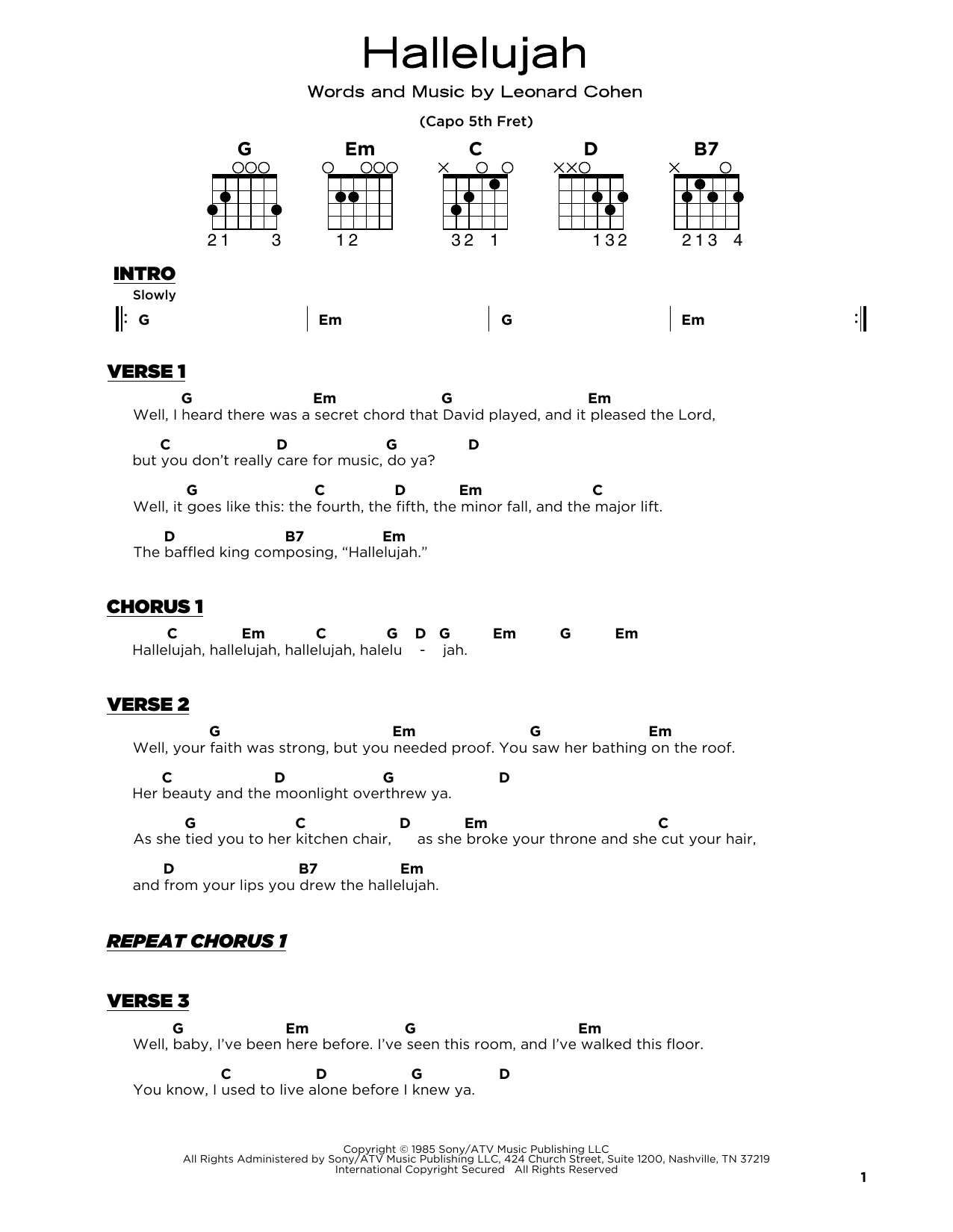 Produktgalerie: Seite 1 von 1 Hallelujah, Leonard Cohen, Gitarre