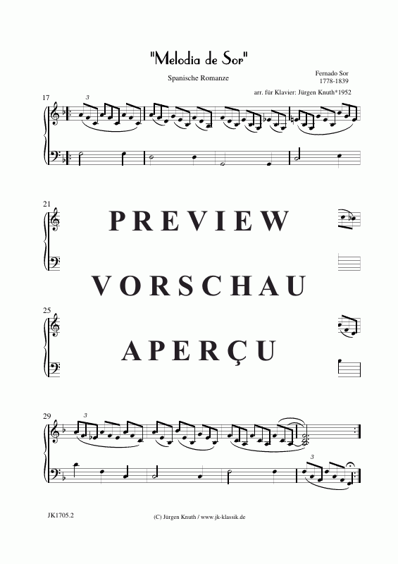 Produktgalerie: Seite 3 von 3 Melodia de Sor (Spanische Romanze)  (Triolenausgabe) , , Klavier Solo