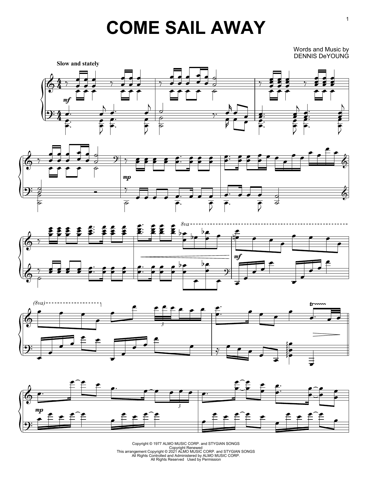 Product gallery: Page 1 of 1 Come Sail Away [Classical version] (arr. David Pearl), Styx