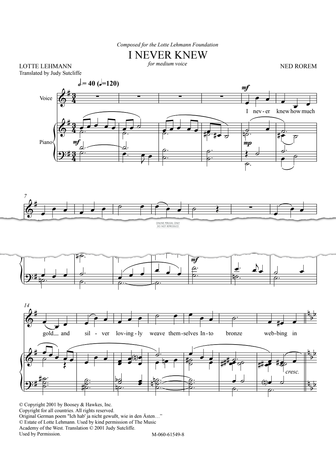 gallery: I Never Knew, Ned Rorem, Gesang, Keyboard