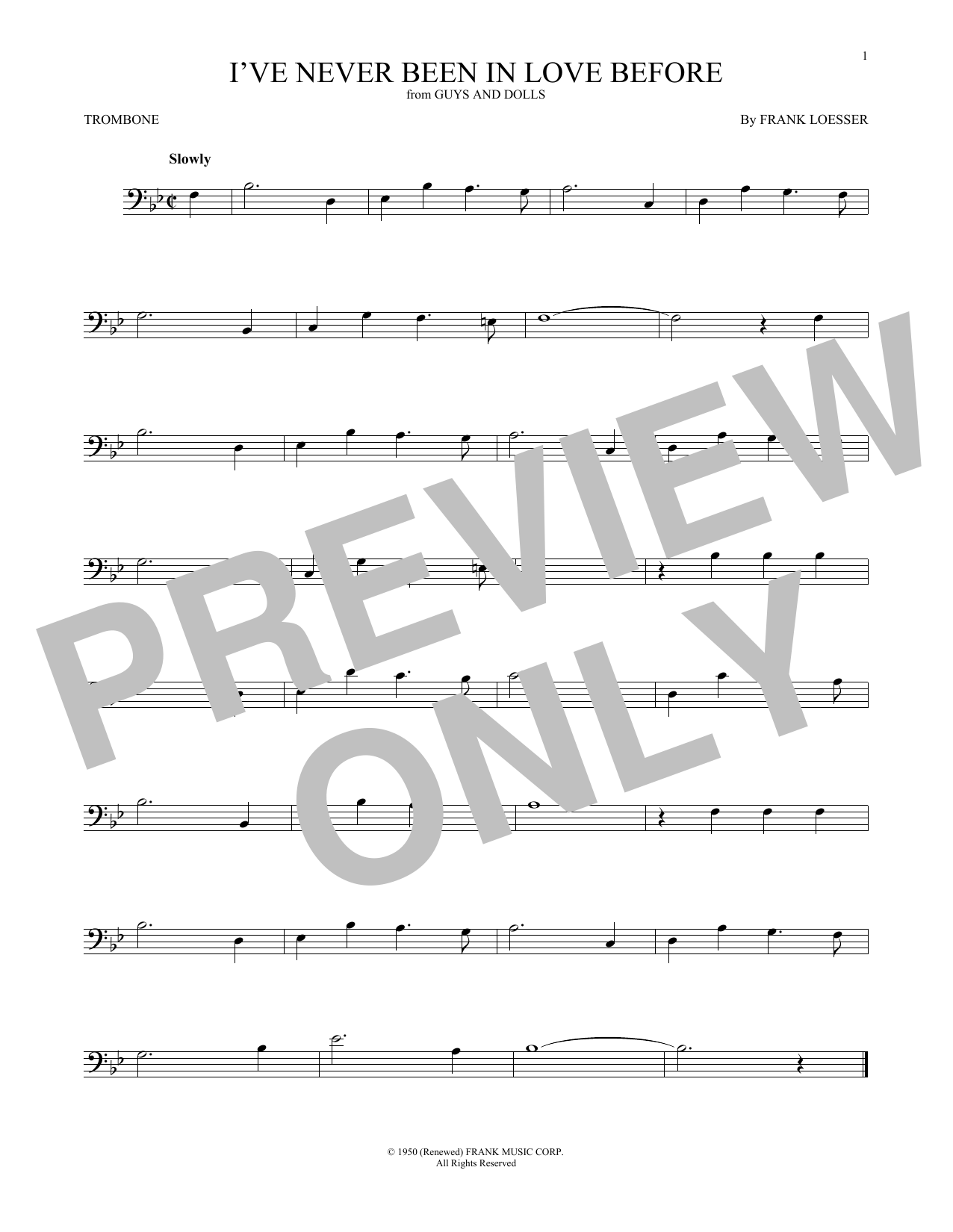 Product gallery: Page 1 of 1 I've Never Been In Love Before, Frank Loesser