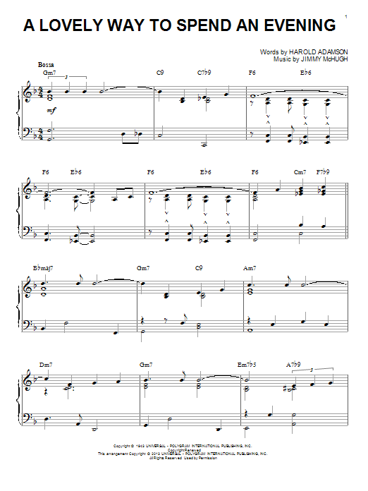 Produktbild zu: A Lovely Way To Spend An Evening (arr. Brent Edstrom)