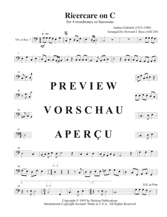 gallery: Ricercare on C , , (4 Posaunen)