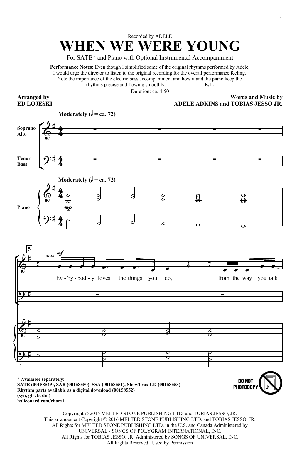 Produktgalerie: Seite 1 von 1 When We Were Young (arr. Ed Lojeski), Adele, Chor