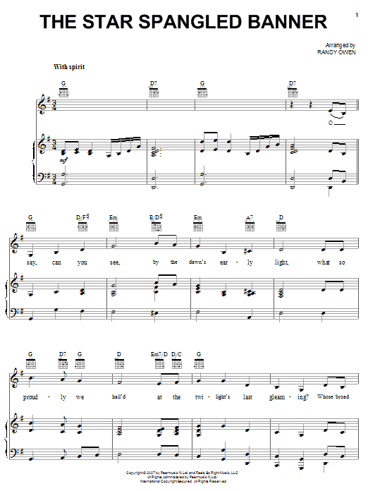 Produktgalerie: Seite 1 von 1 The Star Spangled Banner, Alabama, Gesang, Gitarre, Klavier