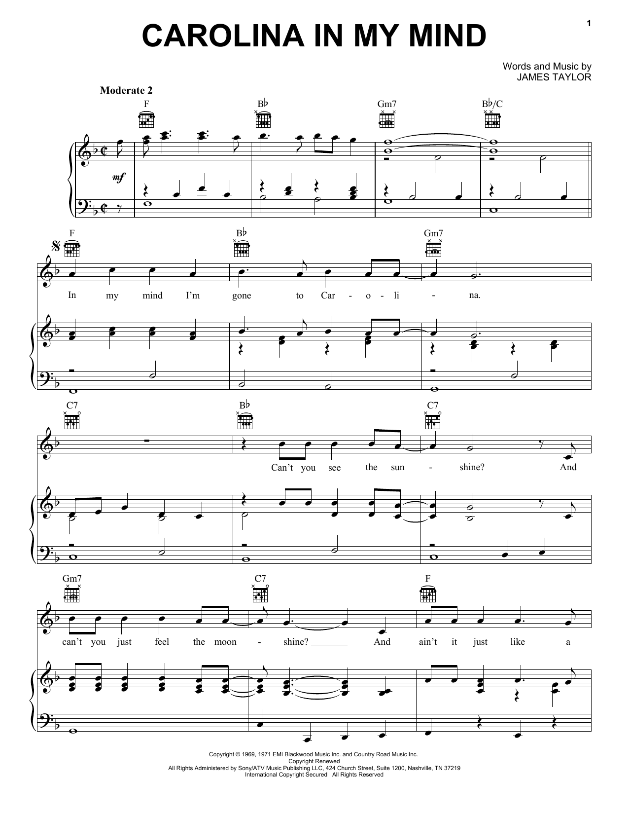 Produktgalerie: Seite 1 von 1 Carolina In My Mind, James Taylor, Gesang, Gitarre, Klavier