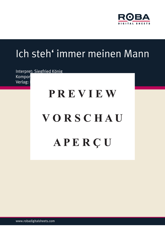 Product gallery: Page 2 of 3 Ich steh immer meinen Mann , König, Siegfried, (Piano solo with underlaid text)