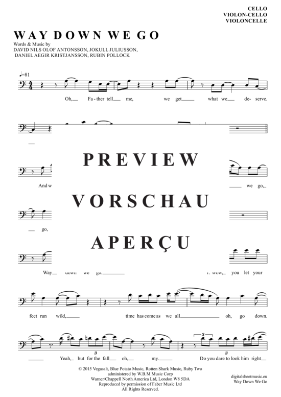 Produktgalerie: Seite 2 von 4 Way Down We Go , Kaleo, (Violon-Cello)