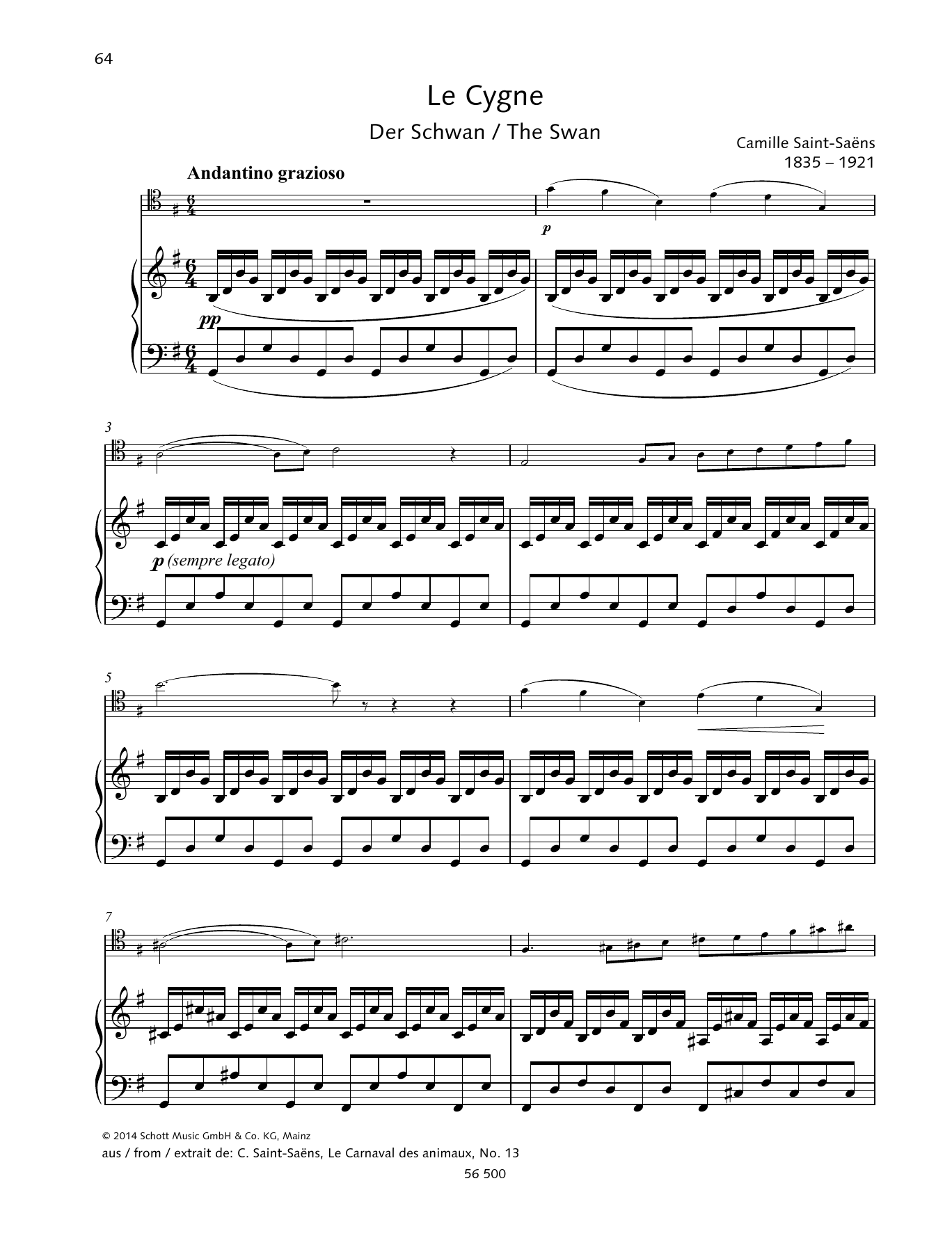 Produktgalerie: Seite 1 von 1 Le Cygne, Camille Saint-Saëns, Klavier, Violoncello