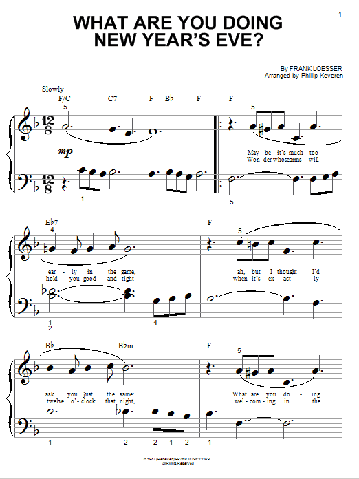 Product gallery: Page 1 of 1 What Are You Doing New Year's Eve? (arr. Phillip Keveren), Frank Loesser