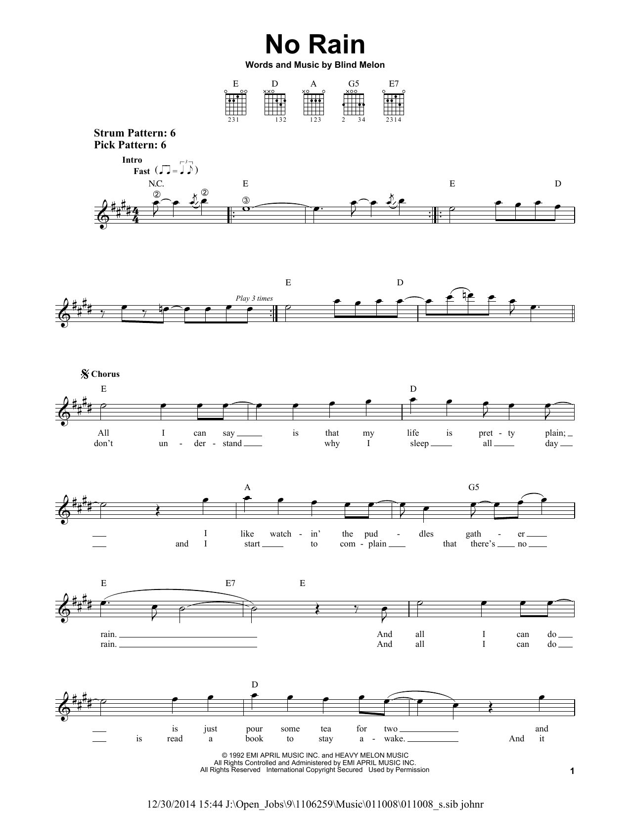 Produktgalerie: Seite 1 von 1 No Rain, Blind Melon, Gitarre
