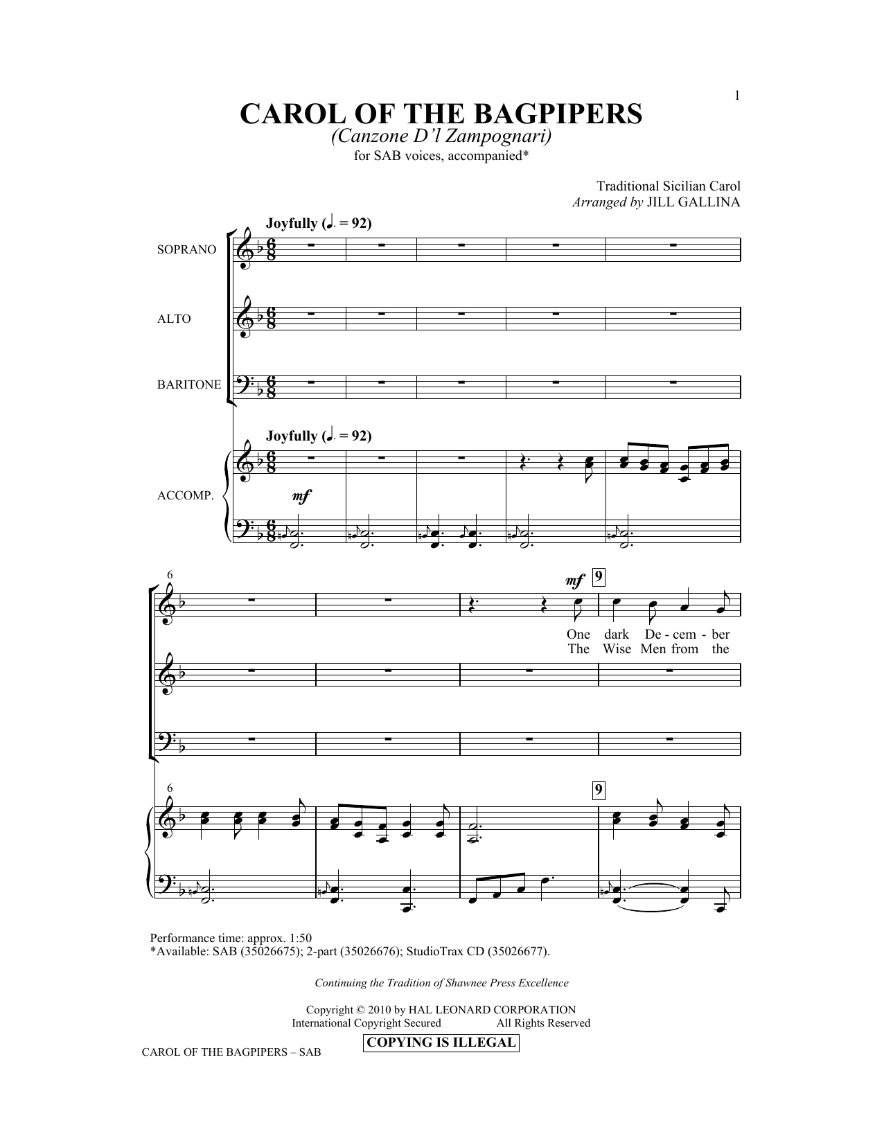 Produktbild zu: Carol Of The Bagpipers (Canzone D'l Zampognari)