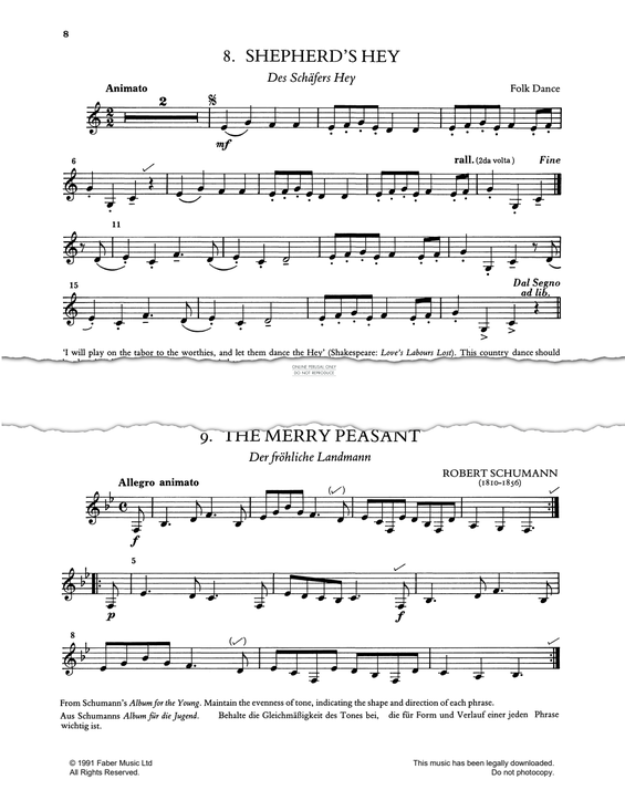 Product gallery: Page 1 of 1 The Merry Peasant (from 'First Book of Clarinet Solos'), Robert Schumann