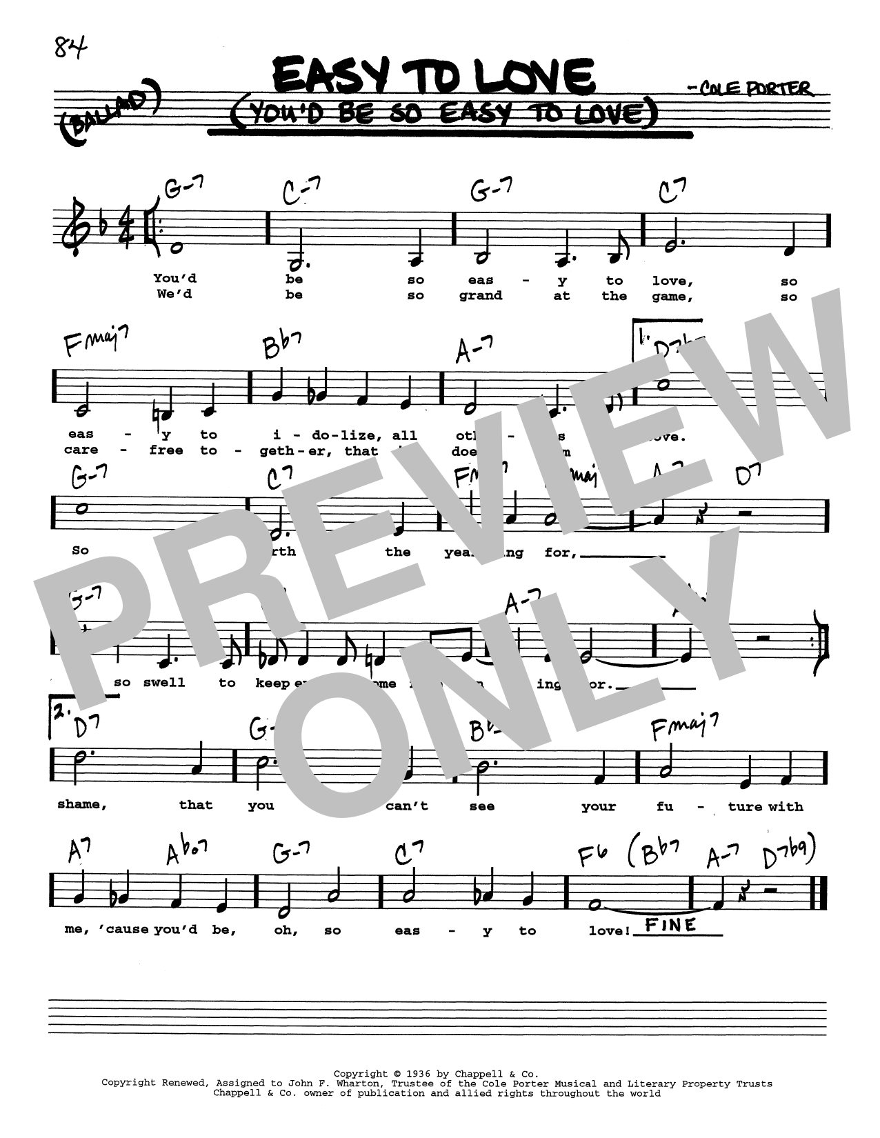 Produktbild zu: Easy To Love (You'd Be So Easy To Love) (Low Voice)