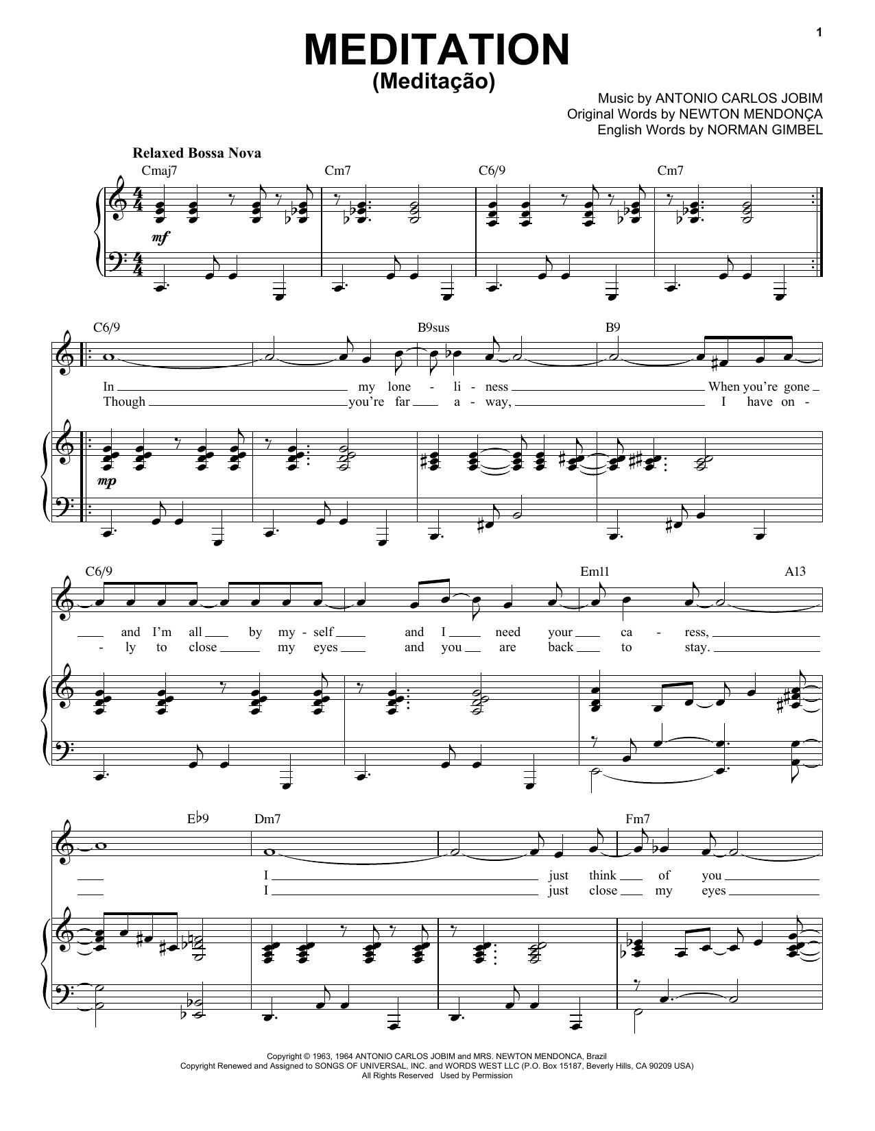 Product picture to: Meditation (Meditacao) [Jazz version] (arr. Brent Edstrom)
