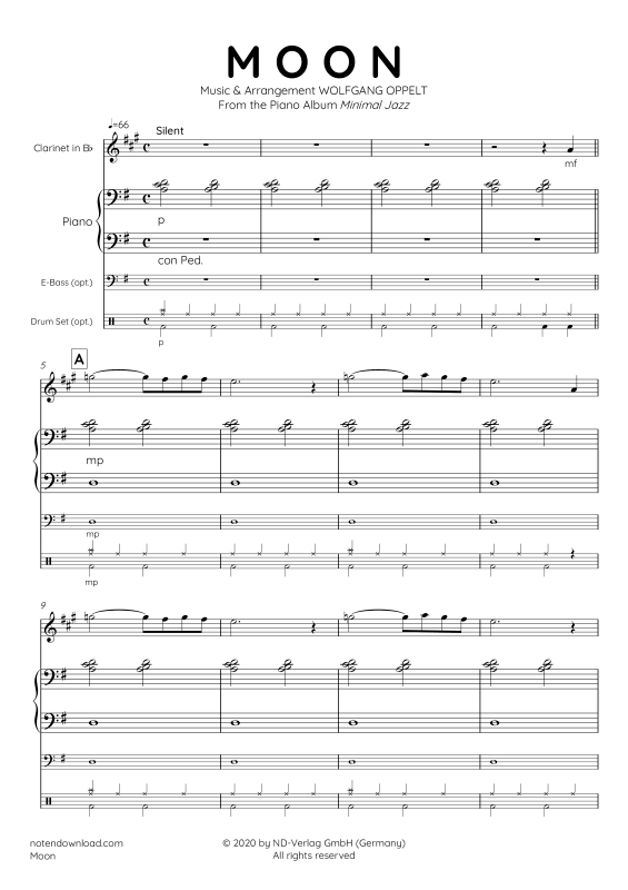 Produktgalerie: Seite 1 von 11 Moon, , Klarinette in B und Klavier - E-Bass und Drum Set optional