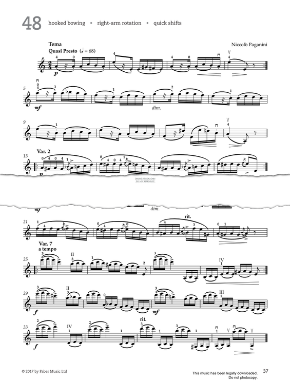 Produktgalerie: Seite 1 von 1 Study No.48 Tema (from '80 Graded Studies For Violin Book One'), Nicolò Paganini, Violine