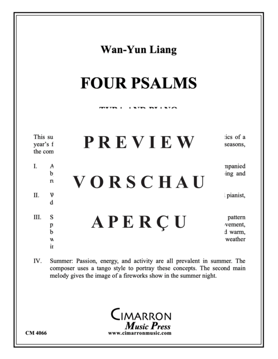 Product gallery: Page 2 of 21 Four Psalms , , (tuba + piano)
