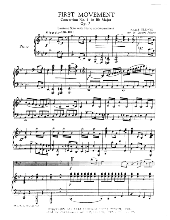 Product picture to: Concertino No. 1 in Bb Major First Movement Julius Klengel