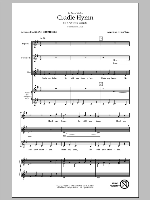 Product picture to: Cradle Hymn (arr. Susan Brumfield)