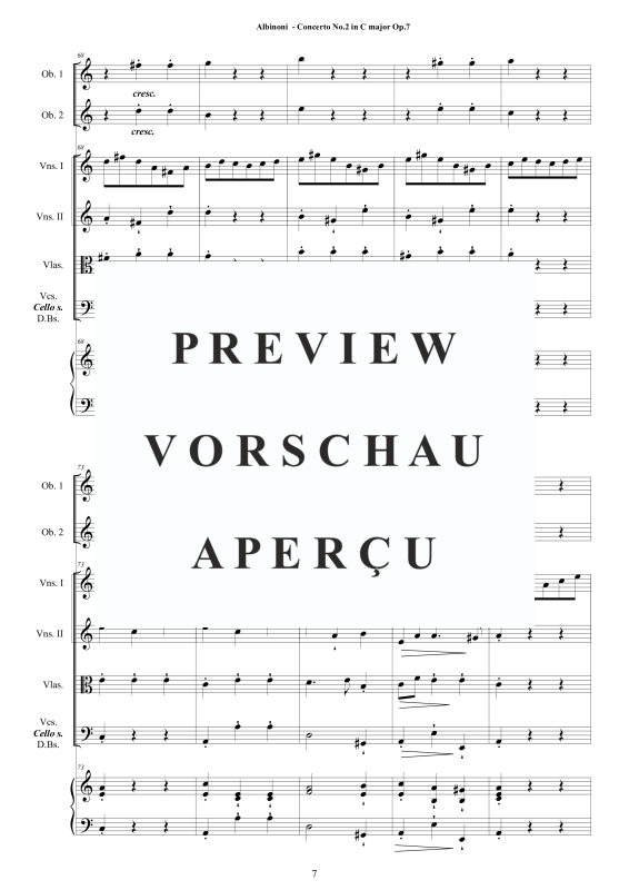 Product gallery: Page 8 of 11 Concerto No.2 in C-Dur Op.7, , 2 Solo Oboes, String Ensemble, and Harpsichord (Bc)