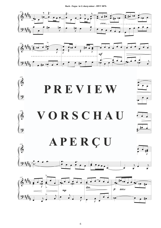 Produktgalerie: Seite 7 von 8 Fuge in Gis-Moll BWV 887b, , Klavier Solo