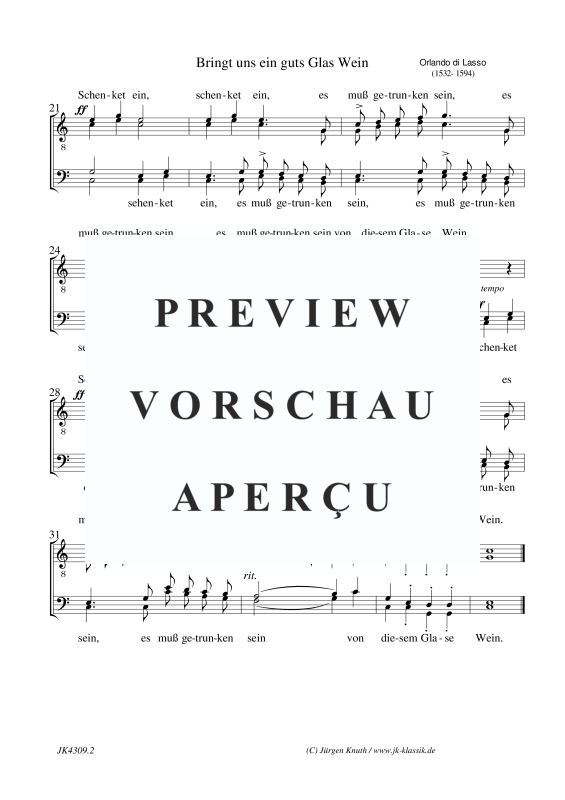 Produktgalerie: Seite 3 von 3 Bringt uns ein guts Glas Wein (Deutsches Madrigal), , Männerchor