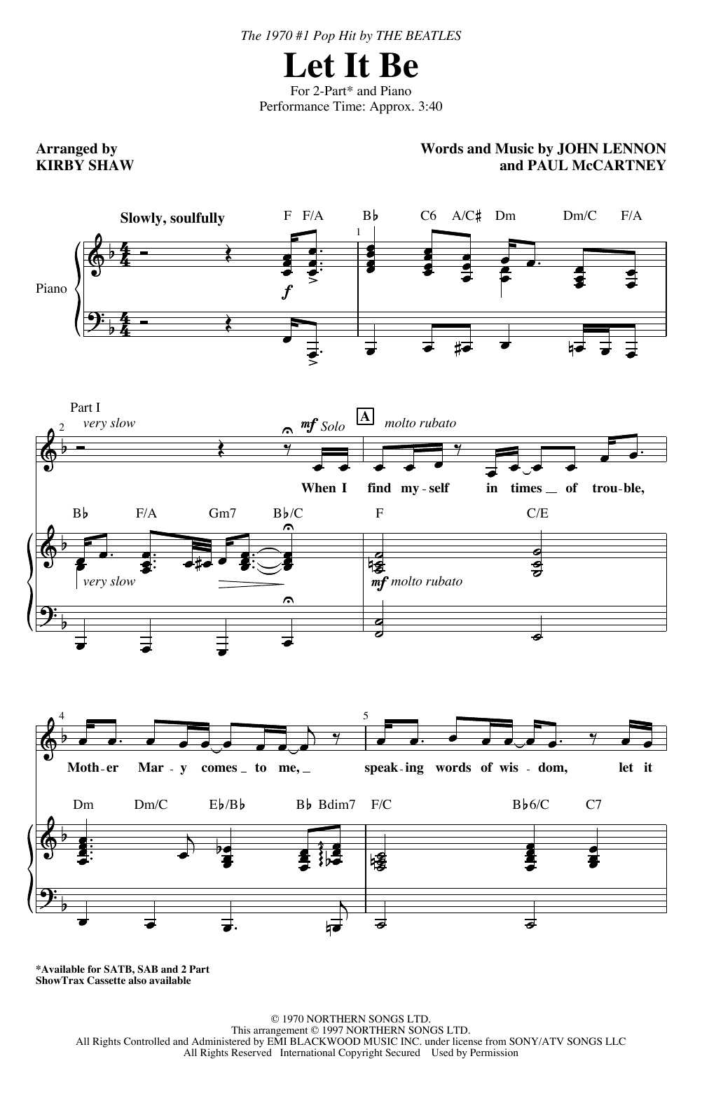 Product picture to: Let It Be (arr. Kirby Shaw)
