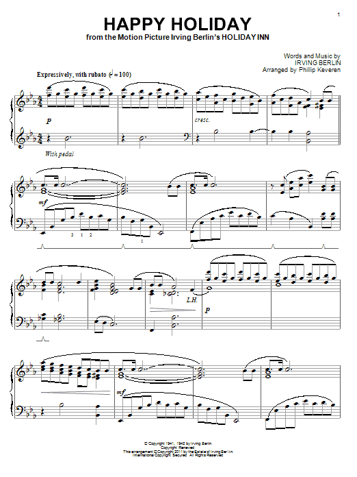 Product gallery: Page 1 of 1 Happy Holiday (arr. Phillip Keveren), Irving Berlin